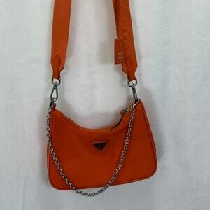 Neon orange nylon y2k shoulder